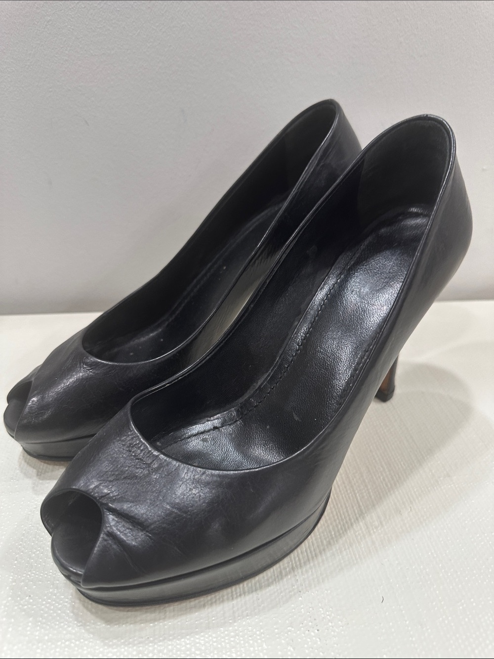 Yves Saint Laurent Women's Black Peep-Toe High Heels